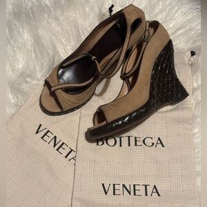 Bottega Veneta Brown Woven Wedges
